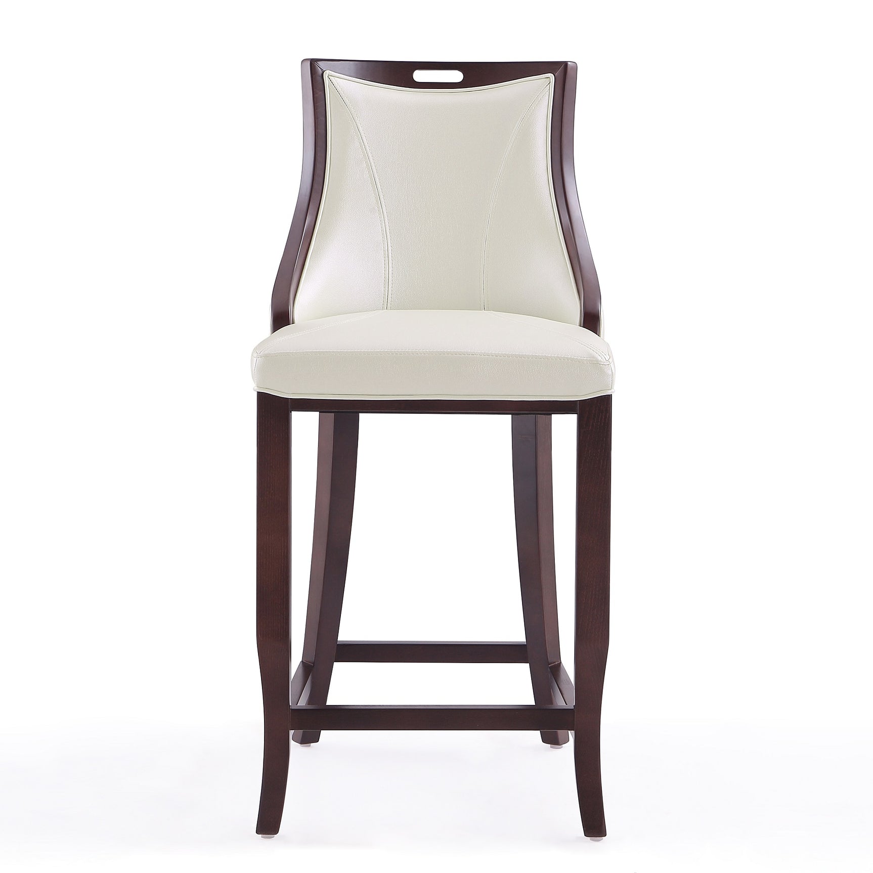 Emperor Bar Stool in Pearl White and Walnut (Set of 2) - Ornate Home