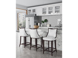 Emperor Bar Stool in Pearl White and Walnut (Set of 3) - Ornate Home
