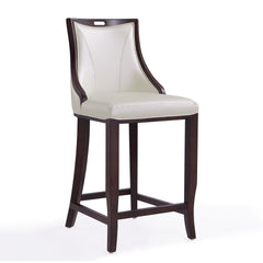 Emperor Bar Stool in Pearl White and Walnut (Set of 3) - Ornate Home