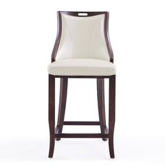 Emperor Bar Stool in Pearl White and Walnut (Set of 3) - Ornate Home