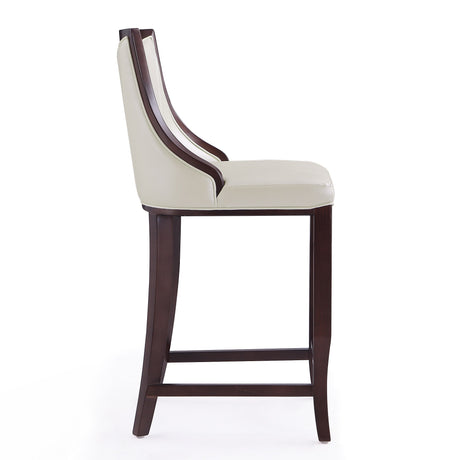 Emperor Bar Stool in Pearl White and Walnut (Set of 3) - Ornate Home