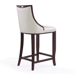 Emperor Bar Stool in Pearl White and Walnut (Set of 3) - Ornate Home