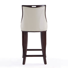 Emperor Bar Stool in Pearl White and Walnut (Set of 3) - Ornate Home