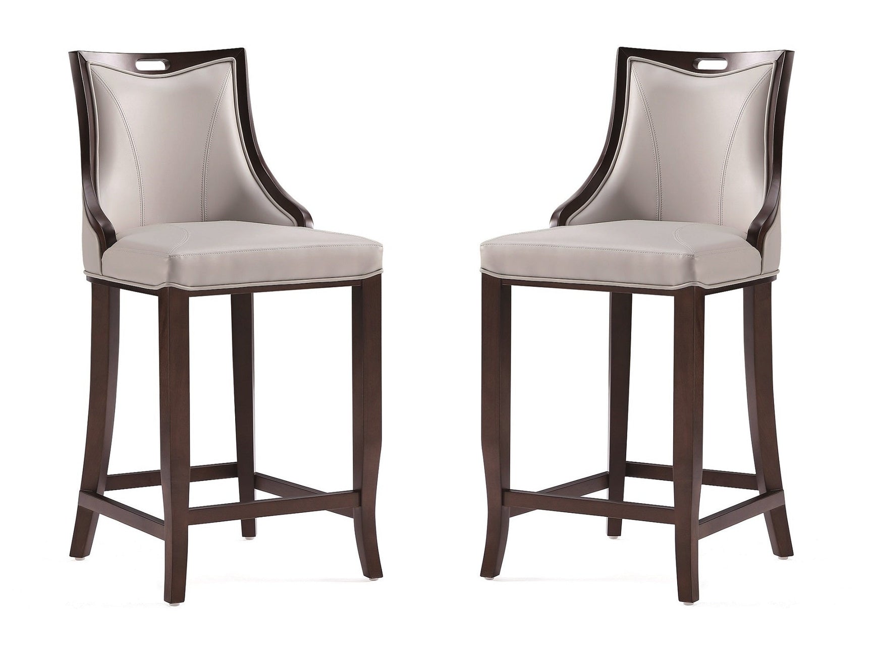Emperor Faux Leather Barstool in Light Grey (set of 2) - Ornate Home