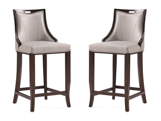 Emperor Faux Leather Barstool in Light Grey (set of 2) - Ornate Home