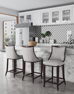 Emperor Faux Leather Barstool in Light Grey (set of 2) - Ornate Home