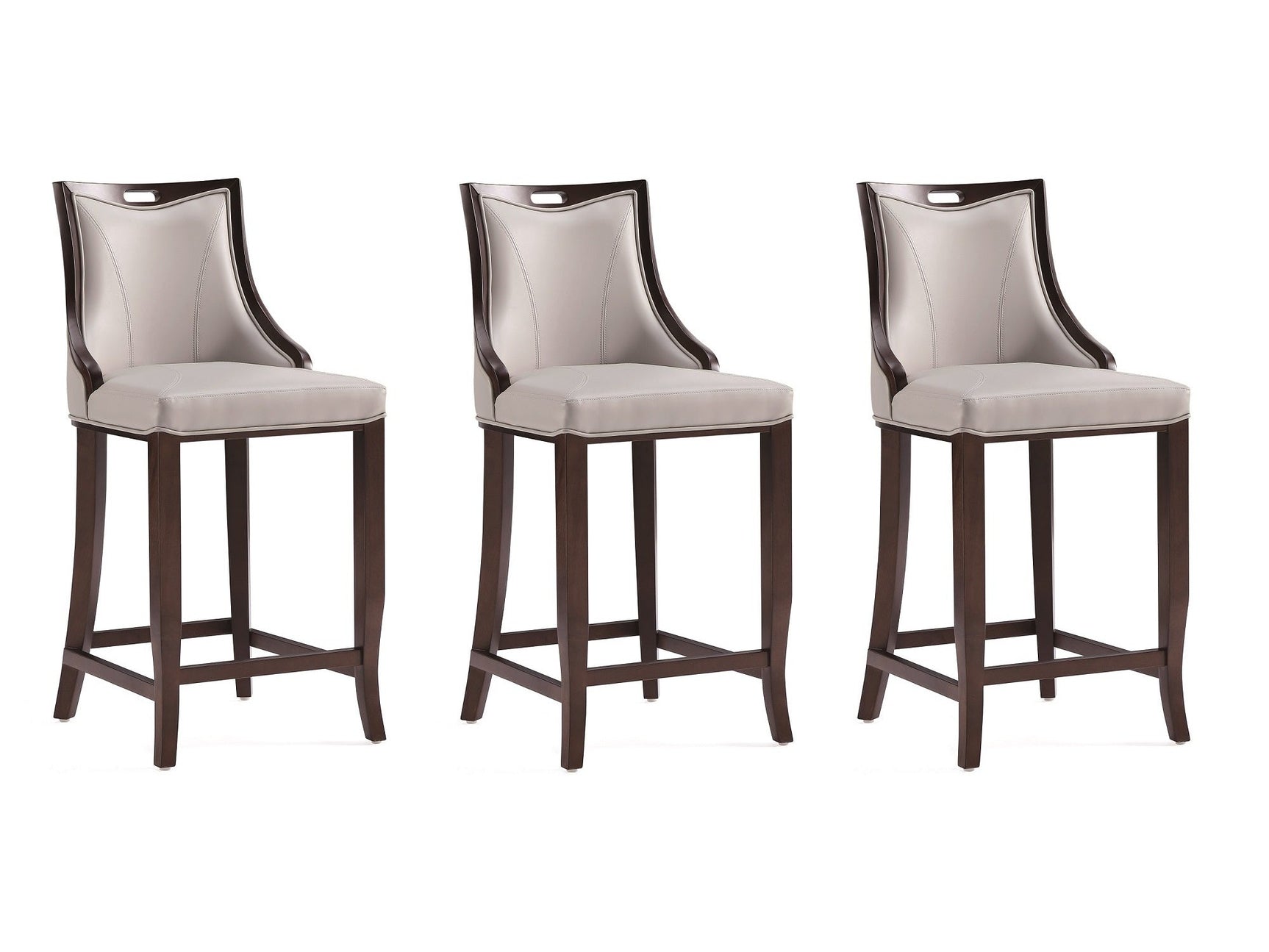 Emperor Faux Leather Barstool in Light Grey (set of 3) - Ornate Home