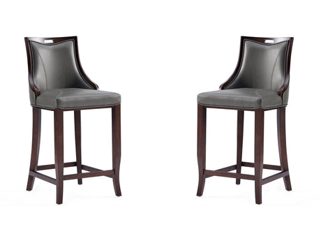 Emperor Faux Leather Barstool in Pebble Grey (set of 2) - Ornate Home