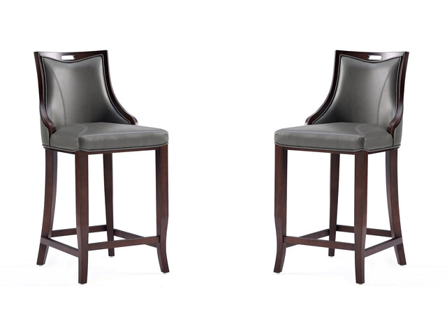 Emperor Faux Leather Barstool in Pebble Grey (set of 2) - Ornate Home
