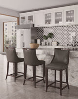 Emperor Faux Leather Barstool in Pebble Grey (set of 2) - Ornate Home