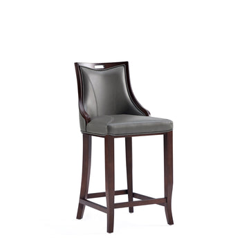 Emperor Faux Leather Barstool in Pebble Grey (set of 2) - Ornate Home