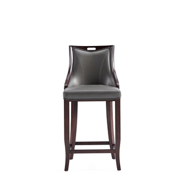 Emperor Faux Leather Barstool in Pebble Grey (set of 2) - Ornate Home