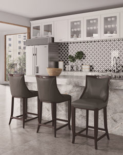 Emperor Faux Leather Barstool in Pebble Grey (set of 3) - Ornate Home
