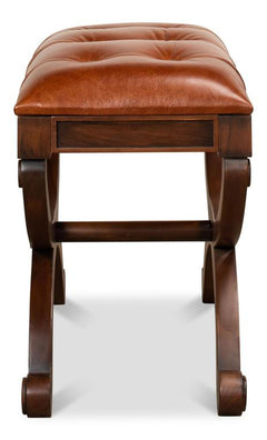 Empire Brown Stool With Leather - Ornate Home