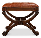 Empire Brown Stool With Leather - Ornate Home