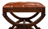 Empire Brown Stool With Leather - Ornate Home