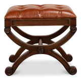 Empire Brown Stool With Leather - Ornate Home