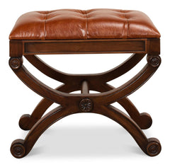 Empire Brown Stool With Leather - Ornate Home