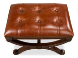 Empire Brown Stool With Leather - Ornate Home
