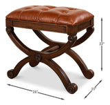Empire Brown Stool With Leather - Ornate Home