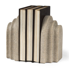 Empire Gray Sandstone Resin Arc Book End Set - Ornate Home