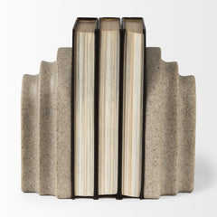 Empire Gray Sandstone Resin Arc Book End Set - Ornate Home