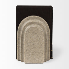Empire Gray Sandstone Resin Arc Book End Set - Ornate Home