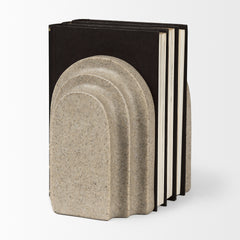 Empire Gray Sandstone Resin Arc Book End Set - Ornate Home