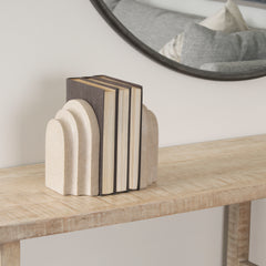 Empire Gray Sandstone Resin Arc Book End Set - Ornate Home