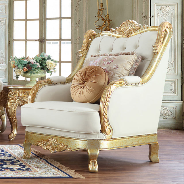 Empire Luxe Metallic Gold 3-Pc Living Room Set / HD-SLC93630 - Ornate Home