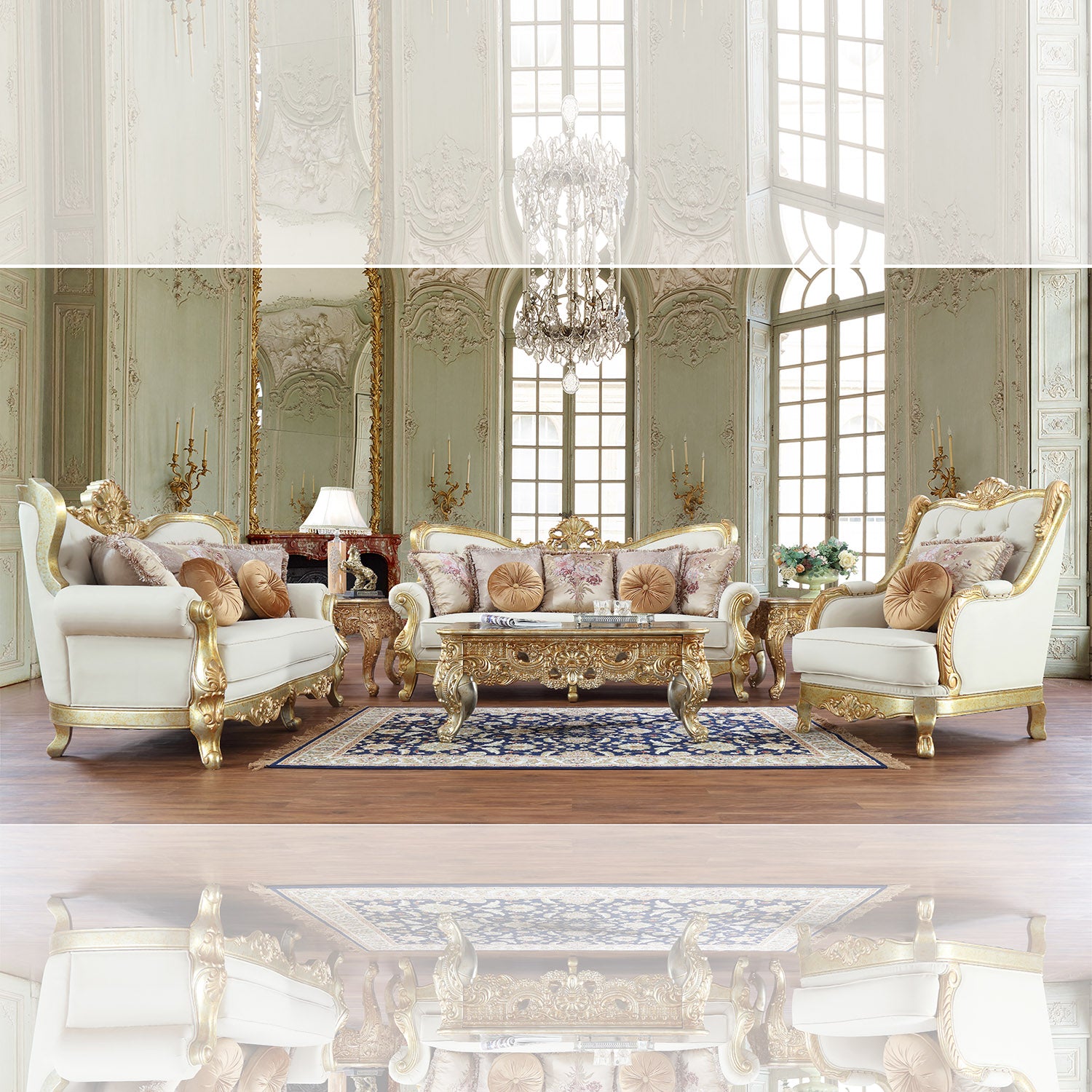 Empire Luxe Metallic Gold Loveseat / HD-L93630 - Ornate Home