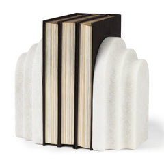 Empire White Granite Resin Arc Book End Set - Ornate Home