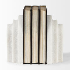 Empire White Granite Resin Arc Book End Set - Ornate Home