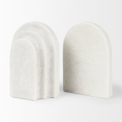 Empire White Granite Resin Arc Book End Set - Ornate Home
