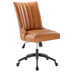Empower Black/Tan Channel Tufted Vegan Leather Office Chair - Ornate Home