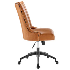 Empower Black/Tan Channel Tufted Vegan Leather Office Chair - Ornate Home