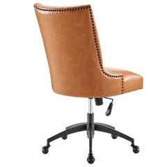 Empower Black/Tan Channel Tufted Vegan Leather Office Chair - Ornate Home
