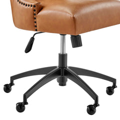 Empower Black/Tan Channel Tufted Vegan Leather Office Chair - Ornate Home