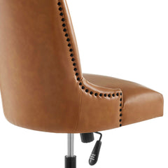 Empower Black/Tan Channel Tufted Vegan Leather Office Chair - Ornate Home