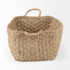 Emra Light Brown Seagrass Rectangular Basket with Handles (Set of 3) - Ornate Home