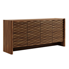 Emric Walnut Wave 66" 4-Door Sideboard - Ornate Home