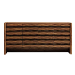 Emric Walnut Wave 66" 4-Door Sideboard - Ornate Home