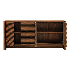 Emric Walnut Wave 66" 4-Door Sideboard - Ornate Home