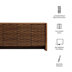 Emric Walnut Wave 66" 4-Door Sideboard - Ornate Home
