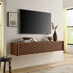 Emric Walnut Wave 71" Wall-Mounted TV Cabinet - Ornate Home