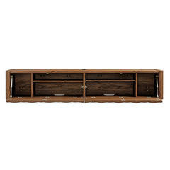 Emric Walnut Wave 71" Wall-Mounted TV Cabinet - Ornate Home