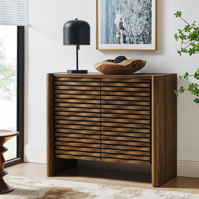 Emric Walnut Wave Accent Cabinet - Ornate Home