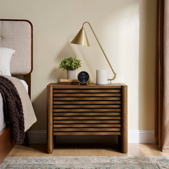 Emric Walnut Wave Nightstand - Ornate Home