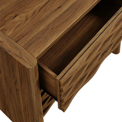 Emric Walnut Wave Nightstand - Ornate Home