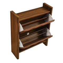 Emric Walnut Wave Shoe Cabinet - Ornate Home